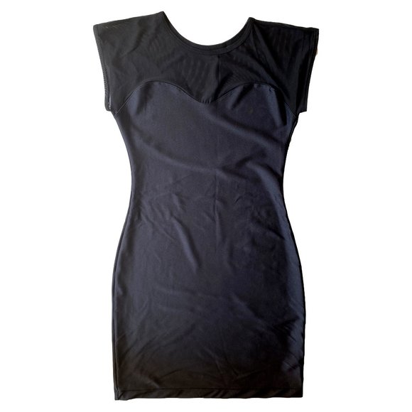 AMERICAN APPAREL BLACK MESH TOP MINI DRESS - Picture 2 of 5